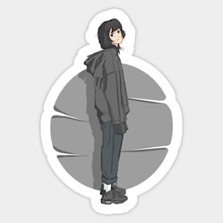 The lazy girl is standing Sticker